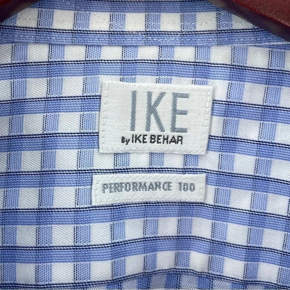 Ike Behar Performance 100 Plaid Button Down long Sleeve Shirt Men's 16.5 -8461/b - Picture 9 of 10